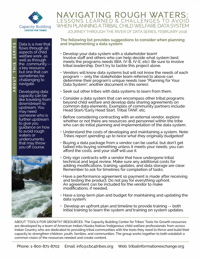 Navigating Rough Waters: Lessons Learned & Challenges to Avoid When Planning a Tribal Child Welfare Data System