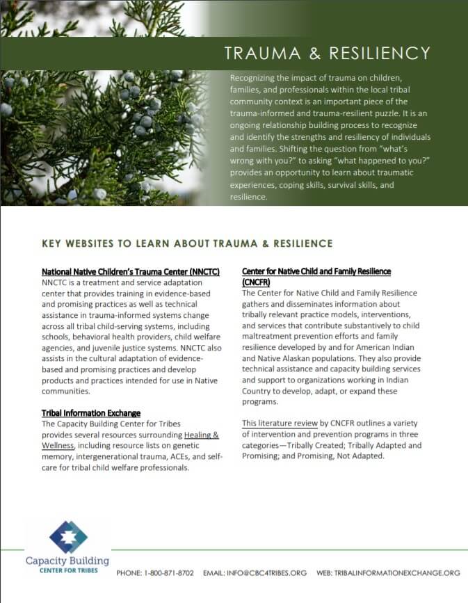 trauma and resiliency resource list cover