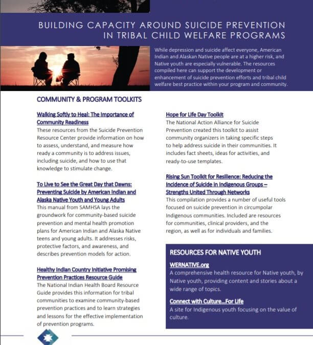 Building Capacity Around Suicide Prevention In Tribal Child Welfare Programs