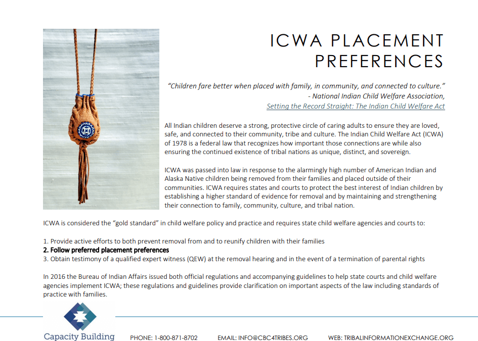 ICWA Placement Preferences cover